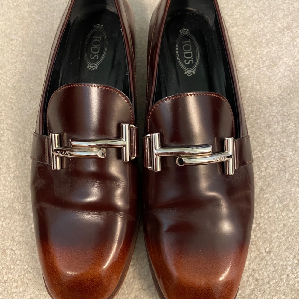 SZ 38.5 Tod's Women's Ombre Brown Leather Loafers
